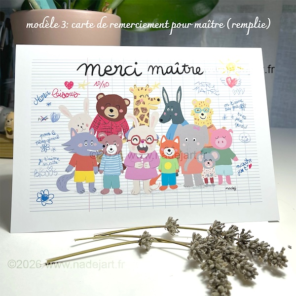 carte remerciement maître ou maîtresse ©2026 www.nadejart.fr
