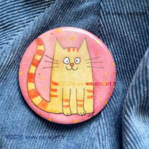 badge pièce unique à l'aquarelle chat