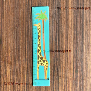 règle plastique 15cm motif girafe artiste