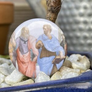 Platon (Leonard) et Aristote Détails l’école d’Athènes de Raphaël Badge artistique à tirage unique