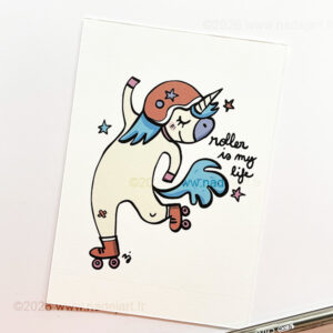 licorne roller carte illustration artiste indépendant
