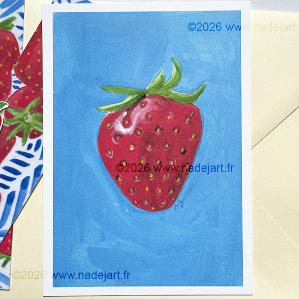 courrier artistique du mois de mai avec une carte, un sticker et deux marque pages - illustration artiste indépendant ©2026 www.nadejart.fr