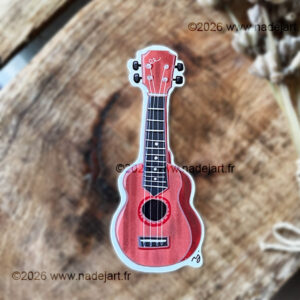 sticker en vynil blanc avec un ukulele ©2026 www.nadejart.fr