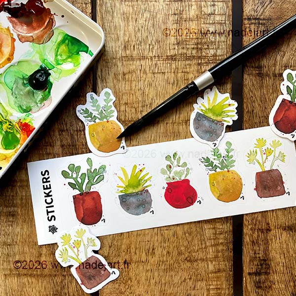 mini planche stickers plantes aquarelle ©2026 www.nadejart.fr
