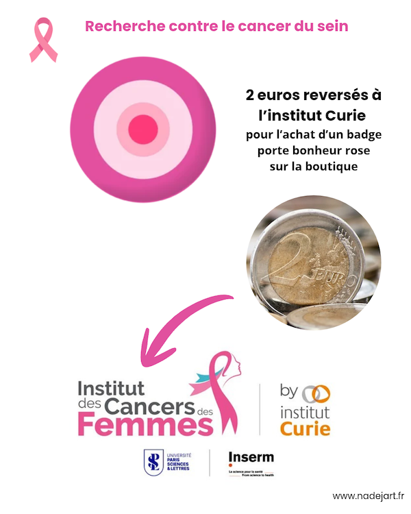 2 euros reversés pour l'achat d'un badge porte-bonheur rose
